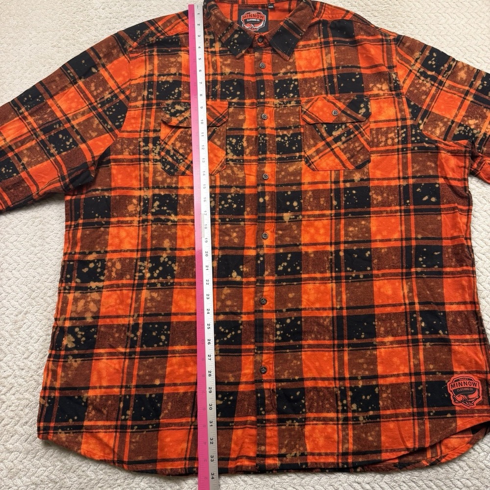 Angry Minnow Clothing Adult XXXL Long Sleeve Flannel Shirt Orange Up north cabin - Picture 3 of 9